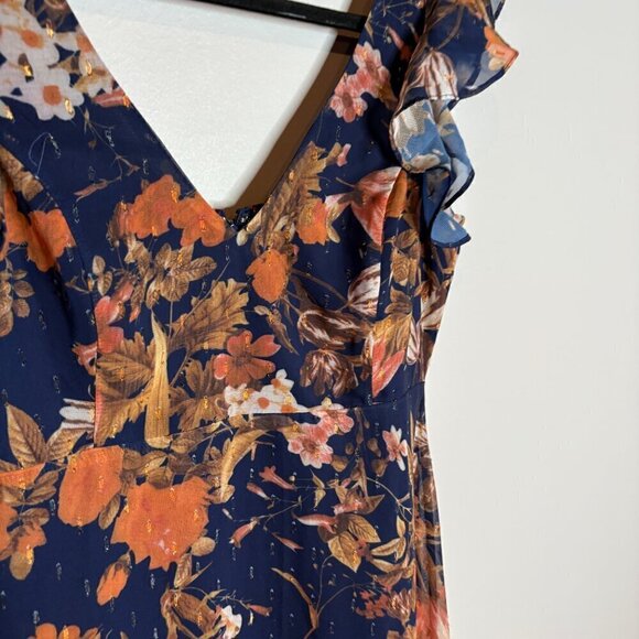 Lulus Stunning Favorite Navy Blue Floral Ruffled High-Low Maxi Dress - Picture 3 of 6